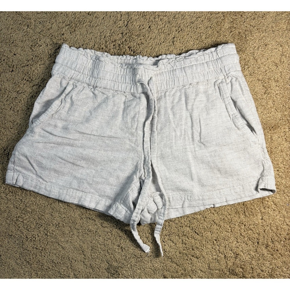 Loft Outlet Linen Tan Drawstring Shorts Women XS Pockets Lightweight Resortwear